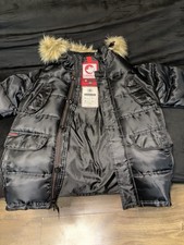 Canada Weather Gear Boys Black Puffer Jacket Faux Fur Hooded Insulated L/G