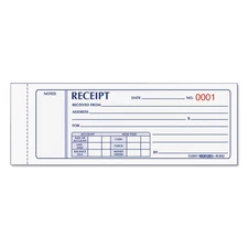 Rediform® Receipt Book, 7 x 2 3/4, Carbonless Triplicate, 50 Sets/Book