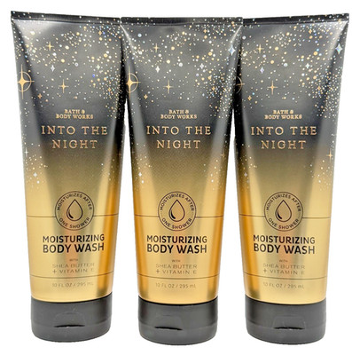 NEW Bath & Body Works Lot of 3 Tubes Into The Night Moisturizing Body Wash 10 oz