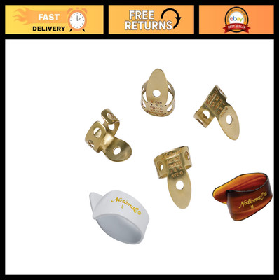 Guitar & Banjo Finger Picks Set of 6 - Medium/Large, Comfortable Fit, Classic To