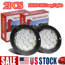 2PCS 16 LED 4 Inch Round Backup Reverse Tail Lamp Lights For Truck Trailer White