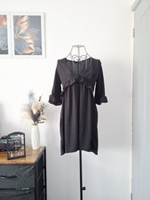 V-neck Frill Ruffle Cropped Sleeves Ribbed Short Dress Size 8 UK Brand New