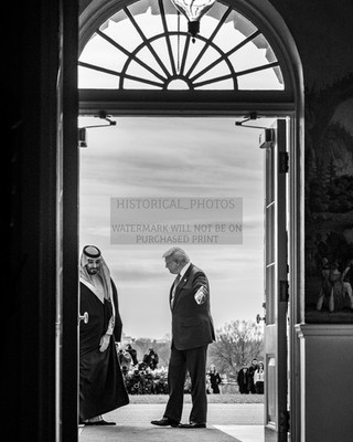 DONALD TRUMP CROWN PRINCE SAUDIA ARABIA ENTERING WHITE HOUSE 8X10 PHOTO