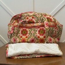 Vera Bradley Folkloric Pattern Diaper Gym Bag Multiple Pockets Pink Orange
