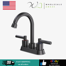 Black Bathroom Faucets,4 Inch 2 Handle Centerset Bathroom Sink Faucet for 3 Hole