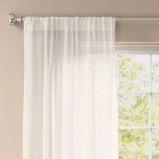 54"x108" Light Filtering Textural Sheer Curtain Panel Ivory - Threshold