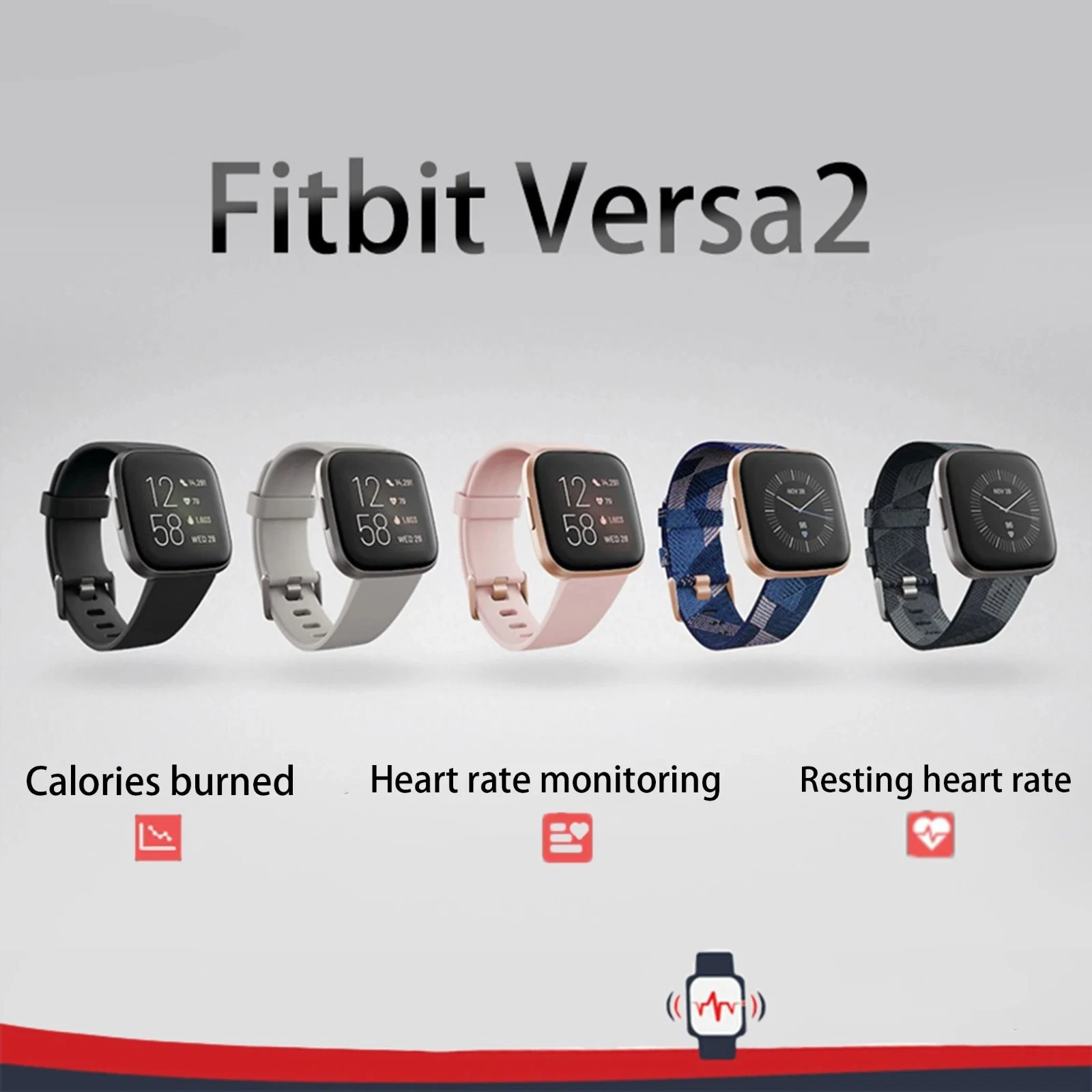 New Fitbit Versa 2 Health & Fitness Smartwatch Authentic Activity Tracker Black
