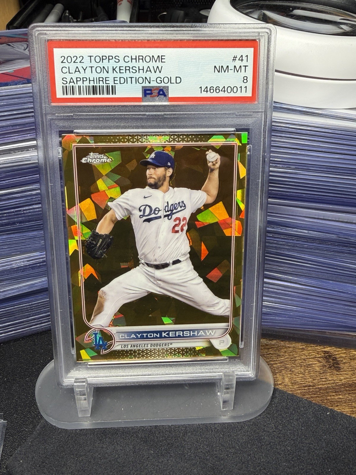 2022 Topps Chrome Sapphire Clayton Kershaw Gold /50 PSA 8 Dodgers Rare