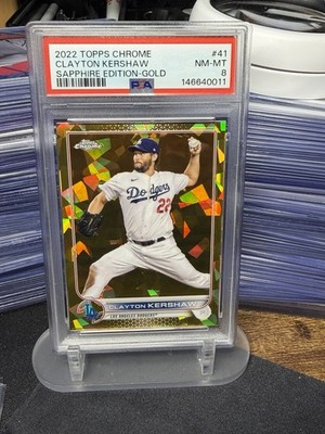 2022 Topps Chrome Sapphire Clayton Kershaw Gold /50 PSA 8 Dodgers Rare