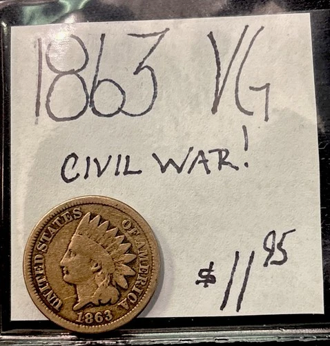 1863 Indian Head Cent (VG) Very Good Condition! “Civil War Era” ENN Coins