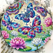 Butterfly Lotus Aluminum Art 8x8 Inch