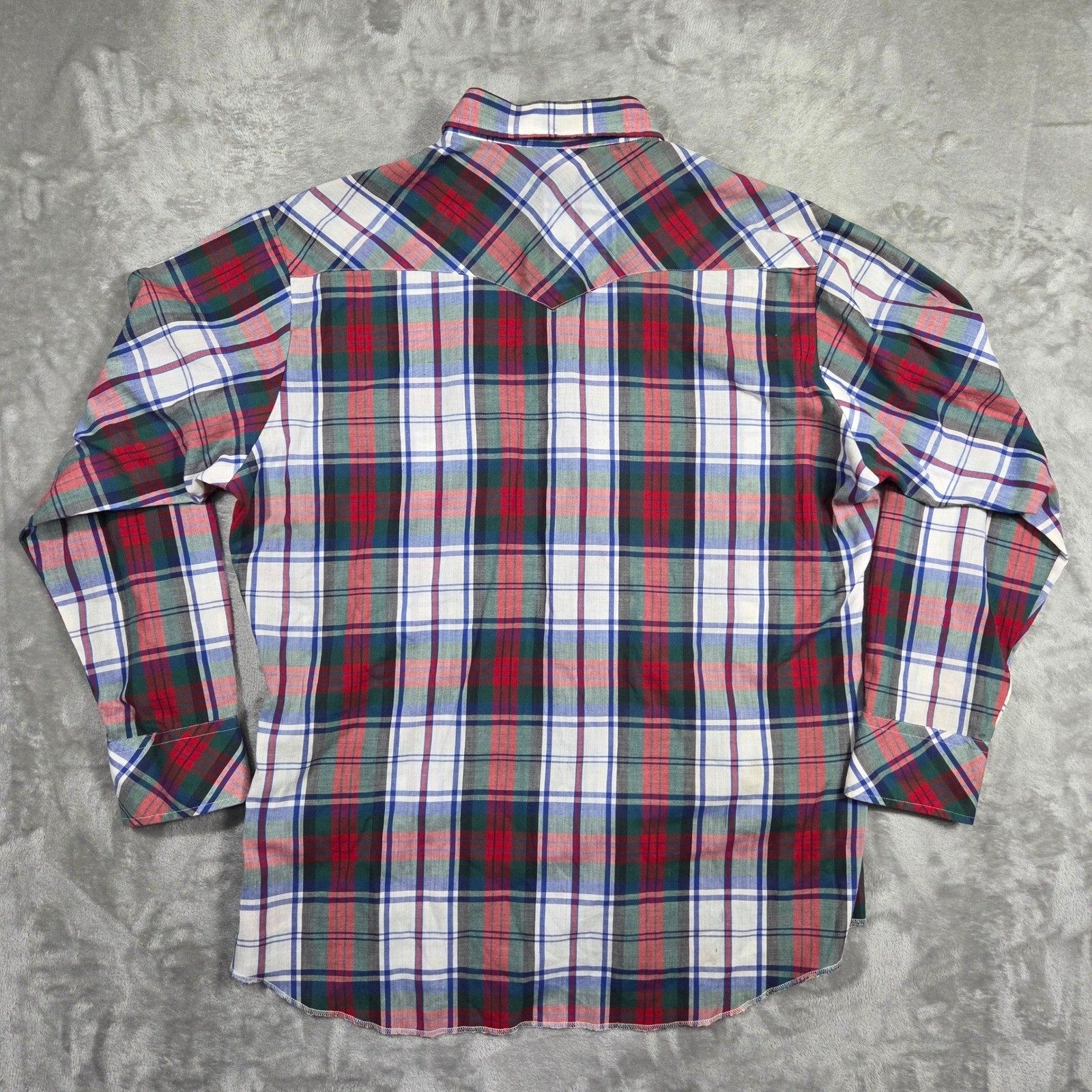 Vintage Wrangler Western Pearl Snap Shirt Mens XL Plaid Red Western Cowboy Rodeo thumbnail 7