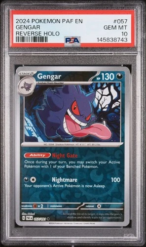 PSA 10 GEM MINT Gengar 057/091 Reverse Holo Foil Pokemon Paldean Fates Low Pop