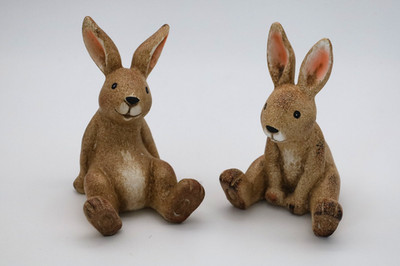 Hase Tommy sitzend 2er Set 17cm   Keramik Osterdeko nostalgisch verspielt