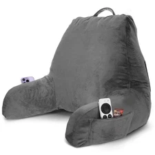 Dark Grey Body Positioner Reading Pillow With Adjustable Memory Foam Support