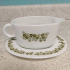 Pyrex Corning Corelle Crazy Daisy Gravy Boat & Saucer Plate Spring Blossom Vtg