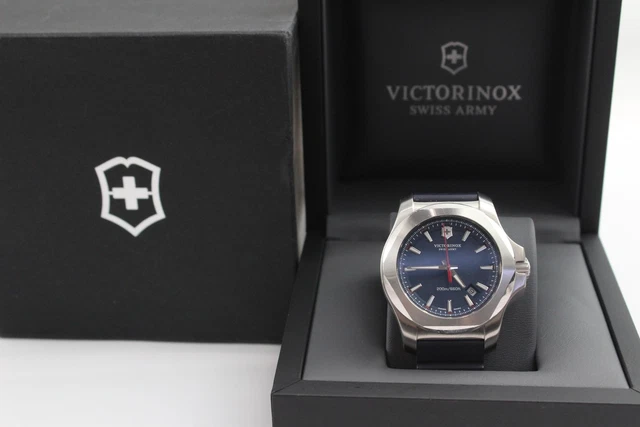 04 Victorinox I.N.O.X. Blue Dial Watch Quartz Working With Box