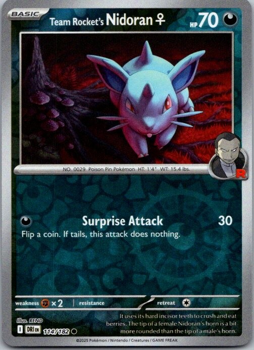 Team Rocket's Nidoran F Common SV10: Destined Rivals 114/182 NM Reverse