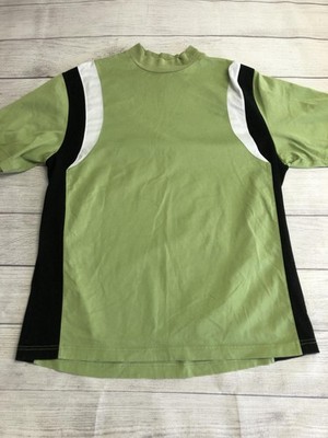 IZOD Shirt Mens Large Green Mock Neck Colorblock Tee Embroidered Logo Casual