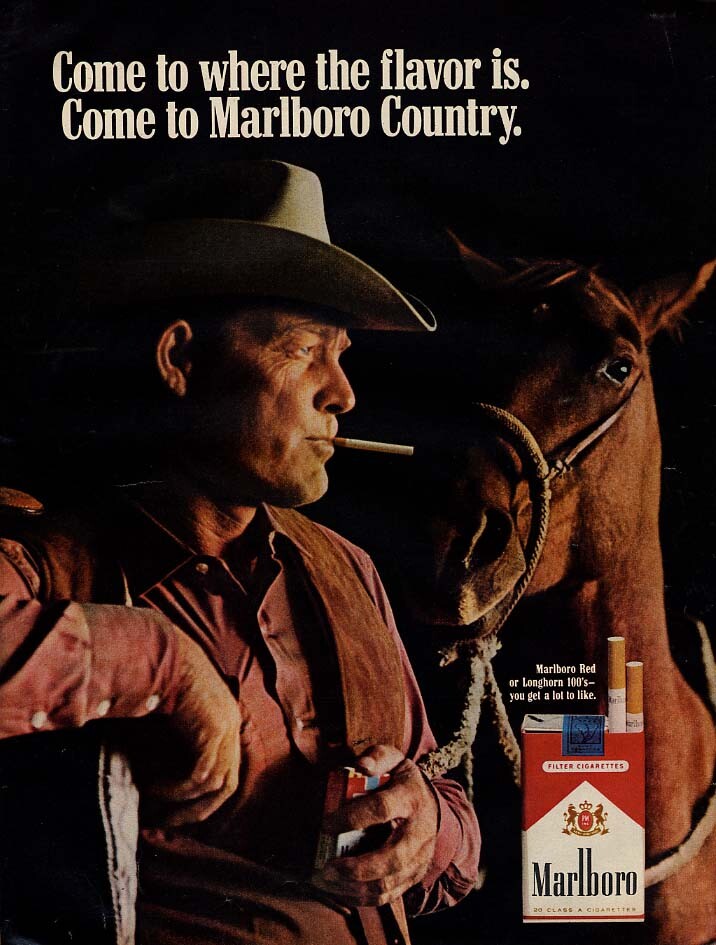 Come to where the flavor is Come to Marlboro Country cigarette ad 1969 L
