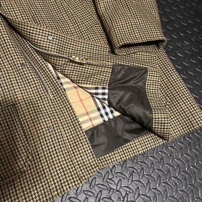 RARE BURBERRY Mens Coat 2XL Jacket Nova Check London Vintage Wool