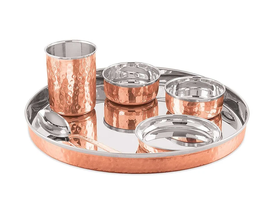 Coppersteel Dinner set Stainless Steel Copper Indian Traditional Dinner Set - Image 3 of 4