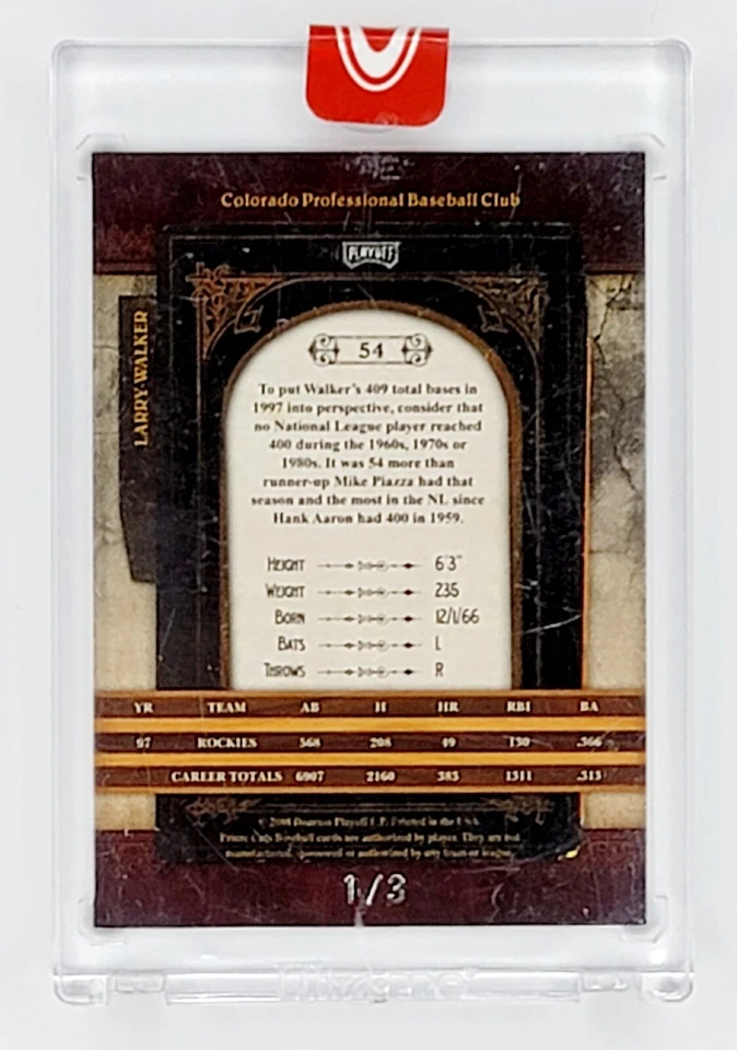 LARRY WALKER SSP AUTO    2008 Playoff Prime Cuts #54   ENCLOSED SP 1/3   ROCKIES - Imagem 2 de 2