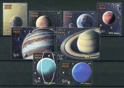 India 2018 Sistema Solar Planetas Marte Júpiter Saturno 8v Set Estampillas Es... - Imagen 1 de 3