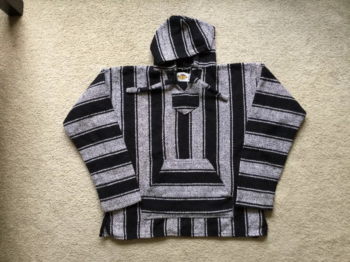 Earth Ragz Black Gray And White Striped Baja Rasta Hoodie XXL | eBay
