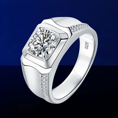 Moissanite Ring for Him Groom Wedding Anniversary Band Ring 3CTW Round Cut