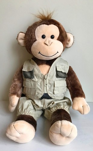Retired Build A Bear Monkey 18" Plush Chimpanzee Brown + Camo Underwear + Outfit - Picture 8 of 16