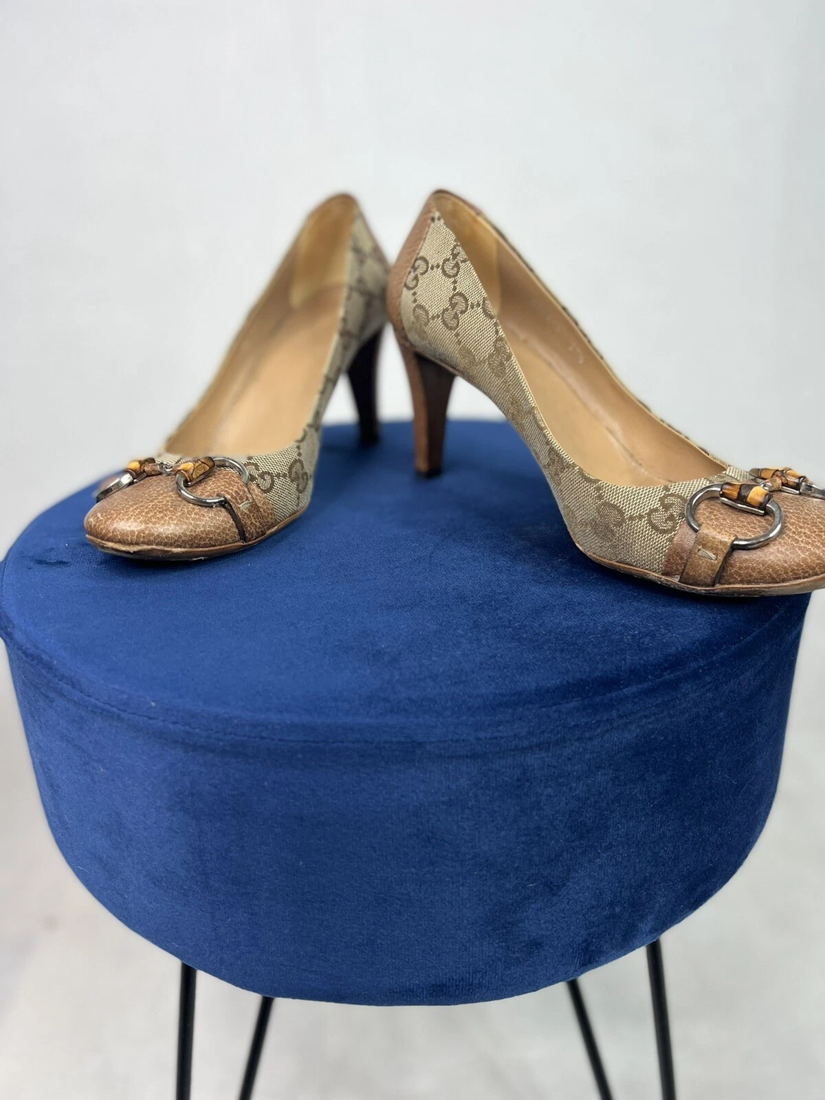 Escarpins à talons hauts femme Gucci monogramme beige pointure 37,5