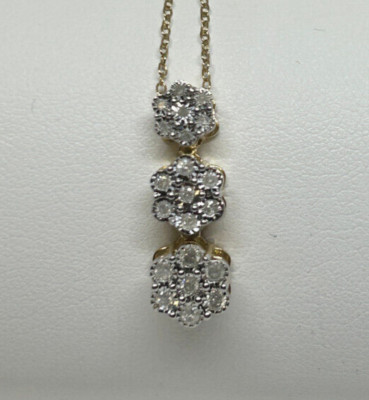 Funkelnder Sterlingsilber Gelbgold plattiert 1/4 kt Diamant Anhänger - 18'' Kette