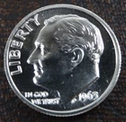 1963 Roosevelt Dime PR Proof 90% Silver Coin US Mint 10C