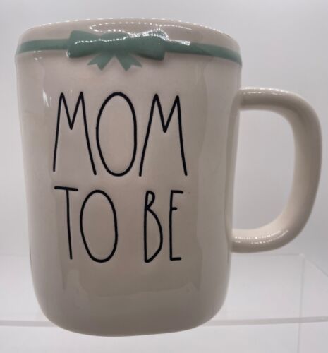 Mom To Be Coffee Tea Mug - Rae Dunn With Blue Ribbon and Bow - Shower Gift - Picture 1 of 5