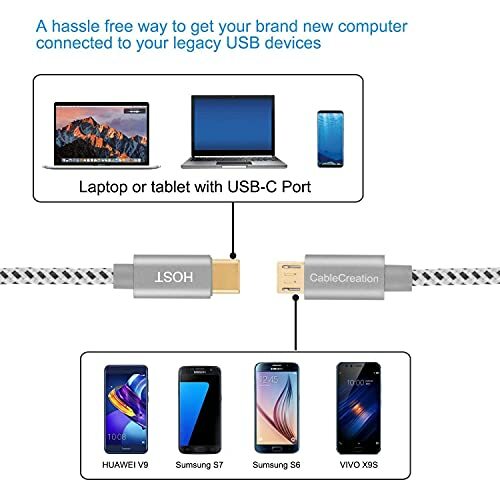 USB C to Micro OTG Cable CableCreation 0.65 FT Type Braided Cord  