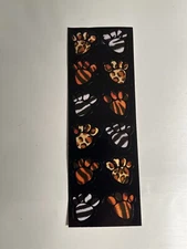 Vntg Leopard Tiger Striped Paw Print Sticker Sheet Big Cat Feline Puma Cheetah 