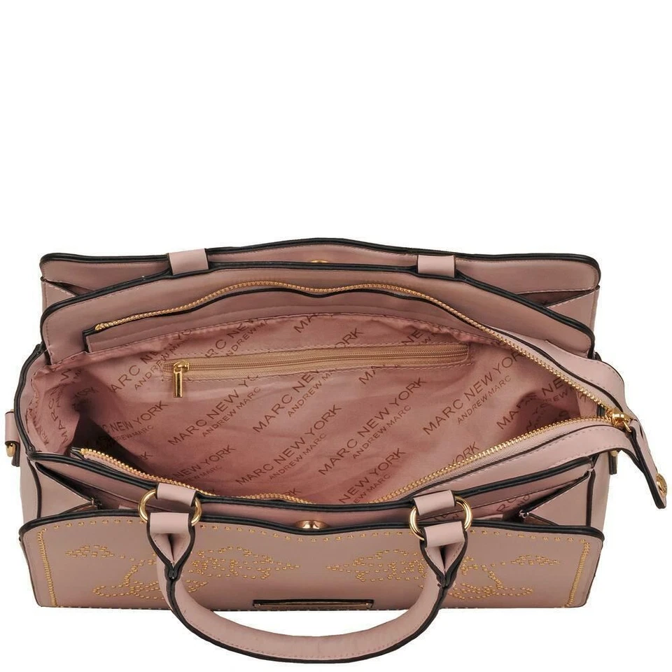 NEW-MARC NEW YORK Faux-Leather Satchel w/ Floral Micro Stud Detail - Color Lilac - Image 2 of 4