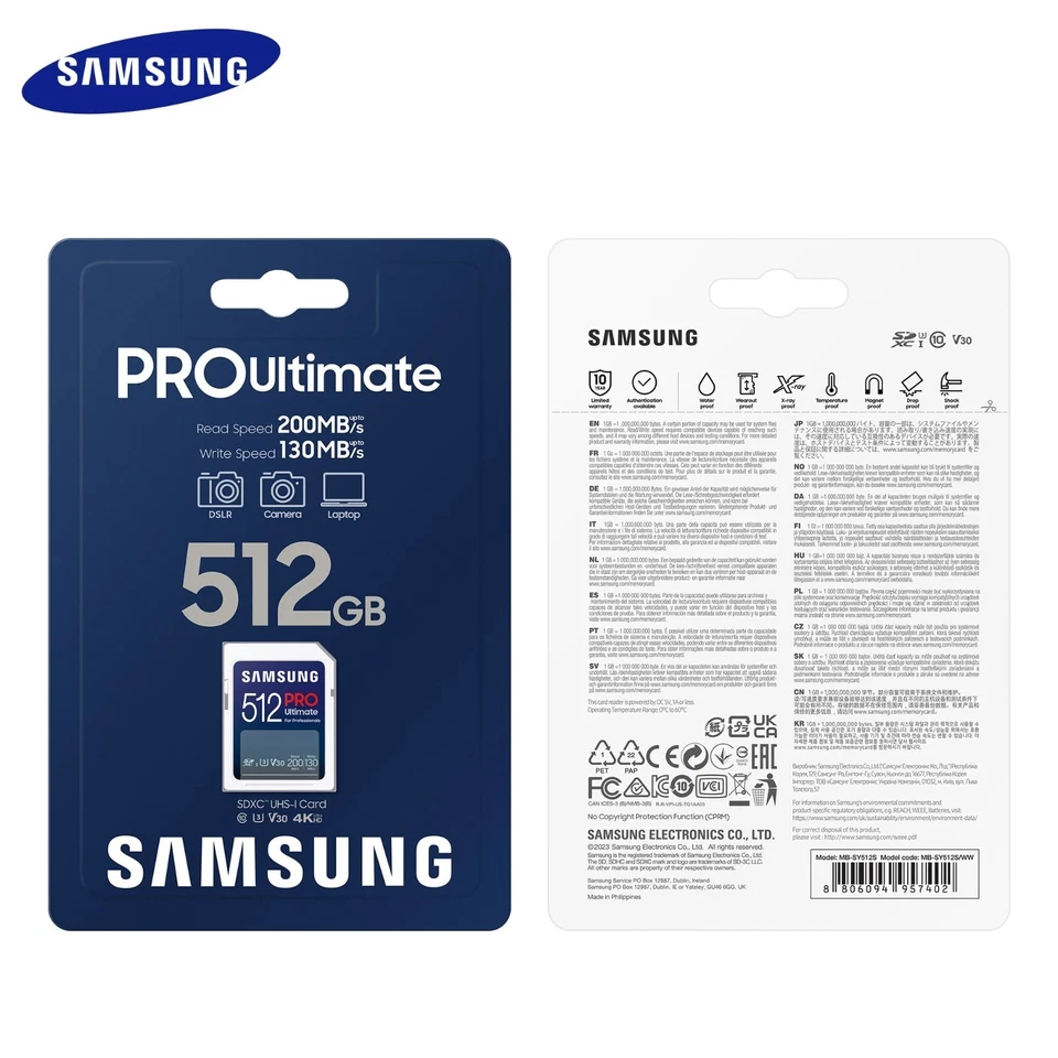 SAMSUNG SD PRO Ultimate UHS-l memory Card Water-proof 64GB 128G 256G 512G U3 V30 - Image 2 of 4
