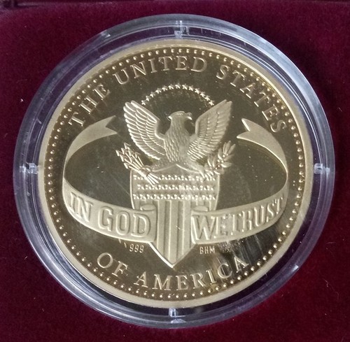 Gedenkprägung George Washington 1. Präsident USA Gigant Medaille Gold Veredelung - 第 3/3 張圖片
