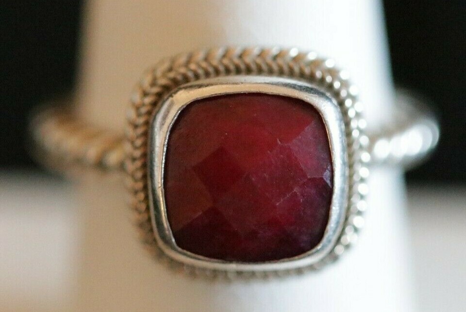 Vintage Sterling Silver Ruby Solitaire Ring Size … - image 1
