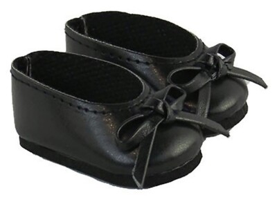 Black Ballet Flats with Bow Shoes for Wellie Wishers 14 1/2'' Doll Clothes Girl