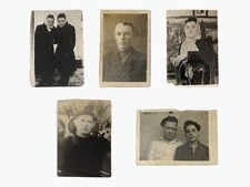 Vintage Real Photos set 5 Soviet People 1940-50 Portraits Originals Photographs