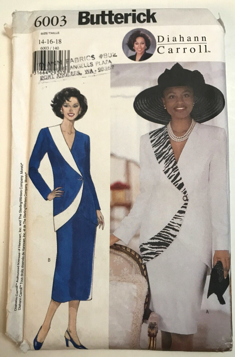 Vtg 1999 Butterick 6003 Jacket w Contrast Lapel, Straight Skirt