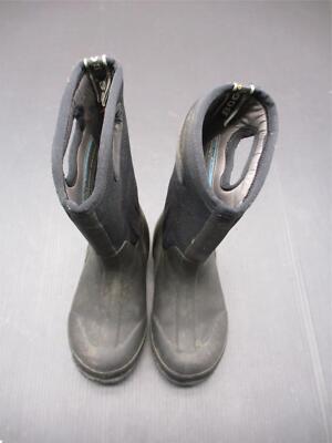 Bogs Size 1 Kids Black Waterproof Warm Comfort Rubber Rain Boots 2C