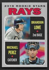 2019 Topps Heritage #9 Brandon Lowe RC / Michael Perez RC Tampa Bay Rays