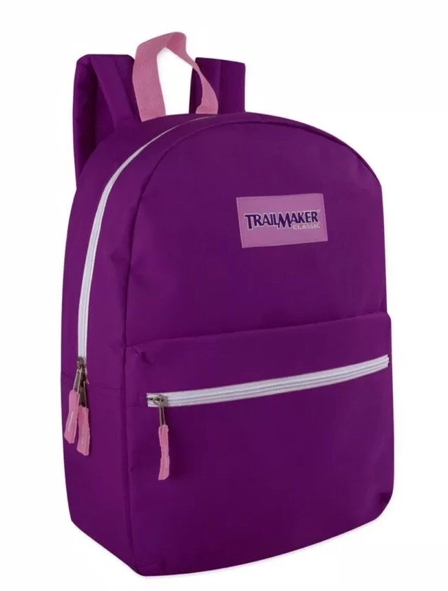Lote de 24 mochilas clásicas Trailmaker de 17 pulgadas al por mayor en 12 colores surtidos Foto 3 de 4