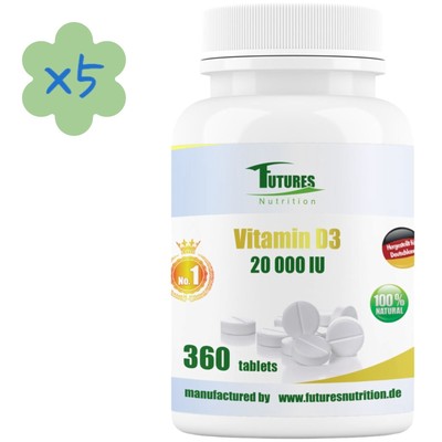 5x180 Vegan Tablets Germany Qualität Vitamin D3 Depot 20000 I.E Hohe Dosis