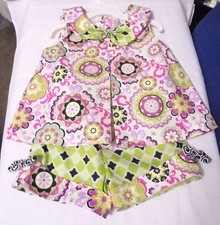 GIRL'S 2-piece Shorts  Top Set-Bright Colors-Easy Care-100 Cotton-Sz 4,5,6,7,8