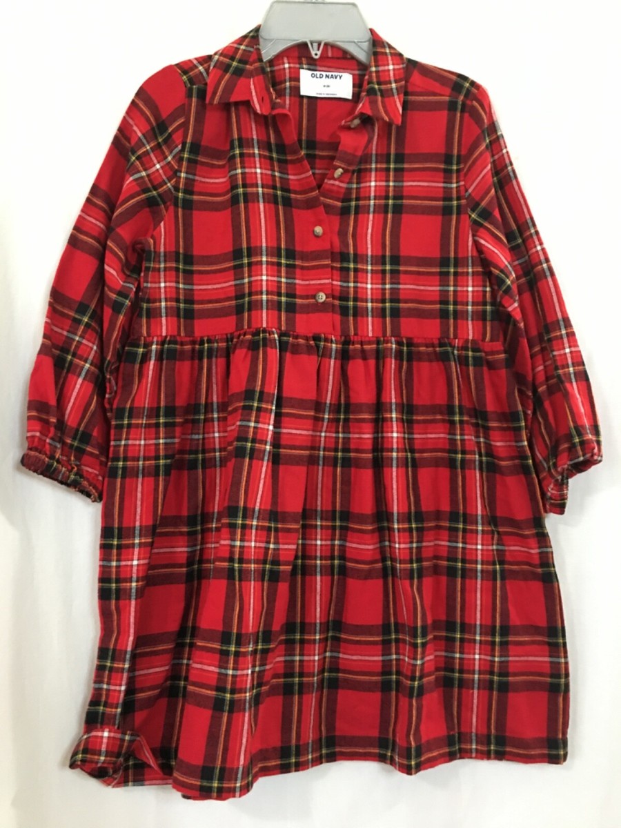 NWT Old Navy Girls Red Plaid Christmas Holiday Dress Long Sleeve Many sizes  | eBay